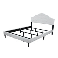 Full Size Platform Bed with Button Tufted Headboard, Heavy Duty Platform Bed Frame with 4 Steel Slats & Center Support Legs & Under Bed Storage for Adults, Box Spring Needed, Easy Assembly Light Beige