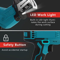 Variable Speed Electric Reciprocating Saw, Lightweight 20V 2.0Ah Cordless Battery Powered Sawzall with 8 Saw Baldes and Built-in LED Light for Cutting, Blue
