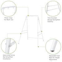 Hammock Chair Stand, Swing Stand with Hooks Fit for Most Hanging Chair, Ground Nails for Outdoor or Rubber Clamps for Indoor, Hanging Stand Only Max Load 550Ibs, Swing Chair not Include-White