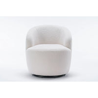 Sherpa Teddy Swivel Accent Chair, 360° Swivel Round Armchair with Ergonomic Back,Upholstered Lounge Single Sofa Chair for Living Room Bedroom,Lounge,Hotel,,Club,Office,Ivory