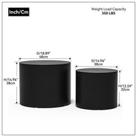 Nesting Coffee Table Set of 2, Round MDF Coffee Tables, Modern Luxury Side Tables Accent End Table for Small Space Living Room Apartment, Matte Black