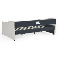 Full Size Daybed with 2 Drawers, Upholstered Tufted Sofa Bed Frame with Wood Slats Support & Button Back & Copper Nailed Armrests, for Bedroom, Living Room, No Box Spring Needed, Beige