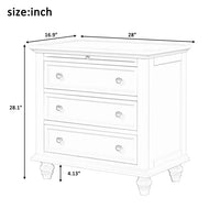 Wood Nightstand, 3-Drawer Storage Nightstand, End Table with Pull Out Tray, Cabinet with Drawers, Chest Side Table, for Bedroom Living Room, Fully Assembly Bedside Table, Black