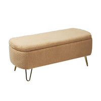 Storage Ottoman Bench,End of Bed Bench with Large Storage Space and Metal Legs,Upholstered Entryway Bench for Living Room Bedroom End of Bed Entryway,Camel