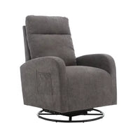 Gliding Recliner Rocker,360°Swivel Glider Modern Nursery Glider Recliner Chair Upholstered Plush Seating Glider,Swivel Glider Chair Nursery Chair Reclining Sofa Chair for Living Room Office,Dark Gray