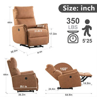 Electric Power Recliner Chair, Reclining Chair with USB Charging Ports and Side Control Button,Home Theater Seating, Upholstered Foam Lounge Single Sofa for Living Room Bedroom, Orange
