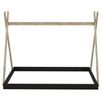Full Size Tent Floor Bed with Triangle Structure, Wood Montessori Bed House Bed, Wood Platform Bed Frame with Roof, Teepee Bed, Playhouse Design, No Box Spring Needed, Natural