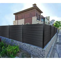 Black Fence, 6 FT* 6 FT Outdoor Garden Fence Wood Plastic Composite Fence with Protective Film, Privacy Fence Screen for Commercial and Residential, 9-Piece Set