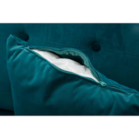 Velvet Futon Sofa Bed with 2 Pillows, Convertible Sleeper Couch Bed with Metal Tapered Legs and Tufted Button Back, Modern Loveseat for Living Room, Bedroom, Teal Blue