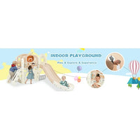 7-in-1 Kids Slide with Climber,Toddler Climber Slide PlaySet with Arch Tunnel and Basketball Hoop, Freestanding Castle Climbing Crawling Playhouse for Toddlers, Kids Climbers Playground