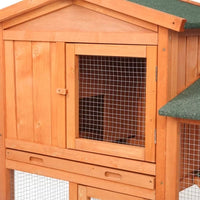 61" Chicken Coop Large Wooden Outdoor Bunny Rabbit Hutch Hen Cage with Ventilation Door, Removable Tray & Ramp Garden Backyard Pet House Chicken Nesting Box