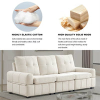 93"Accent Sectional Sofa Couch,Modern Tufted Living Room Sofa with Hidden Storage Seat,High Back Height Upholstered Futon Sofa with 3 Seater Separate Cushions for Apartment Bedroom Office,Beige
