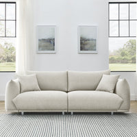 90.5" Modern Loveseat Sofa Couch, Linen Fabric 3-Seater Couch with 2 Pillows and Metal Legs,Upholstered Padded Sofa Couch with Solid Wood Frame, for Living Room Bedroom Office,Beige