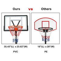 7-10ft Outdoor Adjustable Basketball Hoop with 35 Inch Backboard, Height Adjustable Basketball Hoop with Large Base, Portable Basketball Goal with Two Wheels, Basket Balls Outdoor Hoop, Black