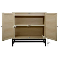 31.5inch Storage Cabinet, Accent Cabinet with Rattan Decorated Doors and 1 Adjustable Inner Shelves, Sideboard Buffet Table for Living Room Hallway and Kitchen, Natural