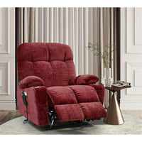 Dual OKIN Motor Power Lift Recliner Chair with Massage and Heating Function for Elderly, Modern Recliner Chair with 2 Cup Holders and Lay Flat 180 Degree for Living Room, Red