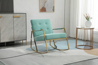 Rocking Chair, Modern Velvet Upholstered Rocker Chair with High Backrest & Stainless Steel Feet, Leisure Accent Arm Chair for Living Room, Bedroom, Lounge Room & Office, Mint Green