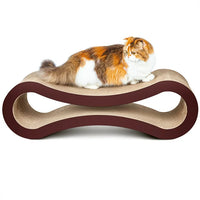 Cat Scratcher Cardboard, Cat Scratching Pad Post Scratcher Cardboard House Bed, Lounge-shaped Corrugated Scratching Pad, Infinity Shape Board Pads Curved Cat Scratcher Furniture Protector, Brown