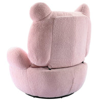 360 Degree Swivel Accent Chair for Kids, Teddy Short Plush Particle Velvet Armchair, Swivel Barrel Chair Sofa for Nursery, Living Room, Hotel, Bedroom, Office, Lounge, Pink