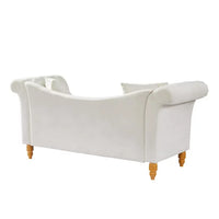 Velvet Storage Sofa with 2 Pillows, 63" End of Bed Couch Bench with Buttons Tufted and Nailhead Trimmed, Rolled Arm Loveseat for Bedroom, Living Room, Beige