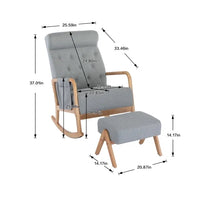 Rocking Chair With Ottoman and Side Pocket,Upholstered Accent Chair with Foot Stool, Glider Rocker Chair with Thick Padded Cushion and High Backrest,Lounge Chair for Living Room Bedroom Nursery