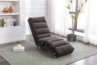Electric Massage Chaise Lounge, Linen Indoor Lounger with Remote Control and Side Pocket, Ergonomic Indoor Royal Chair for Office, Living Room, Bedrooom, Dark Gray
