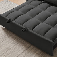 55" Velvet Pull Out Sofa Bed, Loveseat Futon Sofa Couch with 3 Levels Adjustable Backrest, Side Pockets and 2 Pillows, 3 in 1 Convertible Sleeper Sofa Bed for Small Space Living Room, Black