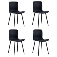 Modern Dining Chairs Set of 4, Curved Backrest Dining Chairs, Plastic Side Chairs, with Comfortable Seat and Metal Straight Legs, for Kitchen Living Room, Matte Black