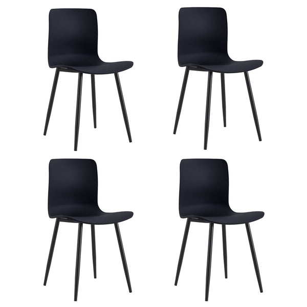 Modern Dining Chairs Set of 4, Curved Backrest Dining Chairs, Plastic Side Chairs, with Comfortable Seat and Metal Straight Legs, for Kitchen Living Room, Matte Black
