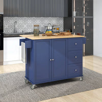 Rolling Mobile Kitchen Island with Storage Cabinet and Drop Leaf, Kitchen Cart with Three Drawers and Store Platform, Trolley Cart Paper Towel Rack and Spice Rack Kitchen Cart on Wheels