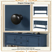 47'' Modern Console Table Sofa Table with 2 Drawers, 2 Cabinets and 1 Shelf, End Table Entryway Table for Entryway, Living Room, Hallway, Navy Blue