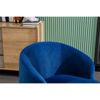 Swivel Accent Chair, Modern Upholstered Barrel Armchair Club Chair with Ergonomic Backrest and Comfy Cushion, Leisure Single Sofa Chair for Living Room Bedroom Nursery, Blue, Velvet Fabric