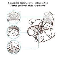 Iron Wire Single Rocking Chair Dark Brown, Stable & Sturdy Garden Iron Art Rocking Chair Family Chairs for Patio, Deck, Backyard or Garden Outdoor Use