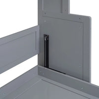 Queen Size Murphy Bed with Shelf, Solid Wood Mobile Murphy Chest Bed Cube Cabinet Bed, Murphy Platform Bed for Guest Room Home Office, Gray