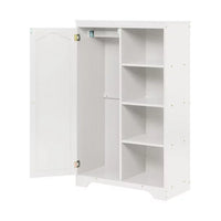 Kids Wardrobe Closet, 51"H Wardrobe Cabinet with 1 Door and 3 Shelves, Floor Storage Cabinet with Hanging Rod, Bedroom Armoire Clothes Organizer for Kids, with Anti-falling Hardware, White