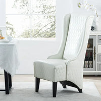 Wing Back Accent Chair, Upholstered Dining Chair with Birch Wood Legs, High Back Indoor Sofa Chair, Leisure Tufted Side Chair for Living Room, Dining Room or Bedroom, White