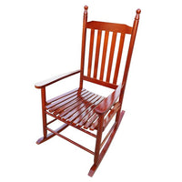 Wooden Porch Rocker Chair, Outdoor/Indoor Rocking Chair with 280lbs Weight Capacity, Outdoor Rocker for Relax, Easy to Assemble, 24.5''(L) x 32.85''(W) x 45.25''(H), Brown