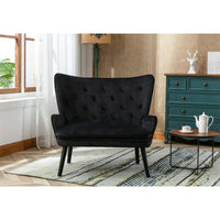 ARCTICSCORPION High Back Accent Chair, Comfortable Loveseat with Fabric Padded Seat, Modern High Back Rest Arm Sofa, Armchair with Wooden Legs for Living Room or Bedroom, Black