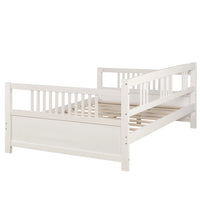 Full Size Daybed, Wooden Daybed Frame, Multi-Functional Sofa Bed Daybed for Kids/Teens Bedroom/Guest Room, Wood Slat Support, No Box Spring Required, White
