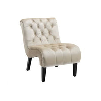 Accent Tufted Armless Chaise Lounge, Leisure Reclining Chair with Wood Legs, Modern Lounge Sofa, for Indoor Home Living Room Bedroom, Beige