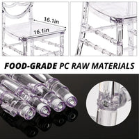 Clear Chairs, Modern Dining Chair Set of 4, Transparent Banquet Ghost Chair, 17.5" High Modern Accent Side Desk Chairs with Oval High-Back, Stacking Dining Chairs for Weddings, Banquets, Events