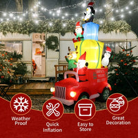 12FT Christmas Inflatable Outdoor Decoration, Christmas Inflatables Santa Claus Driving with Gift Decoration and 12 Lights, Blow Up Yard Decorations for Holiday Decoration