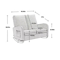 Modern Double Rocking Chair, Oversized Upholstered Loveseat Accent Armchair with High Backrest and Side Pocket, Extra Wide Glider Rocker for Nursery Living Room Bedroom, Light Blue