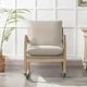Linen Fabric Upholstered Comfy Rocking Chair Nursery Chair, Modern Accent Chair with Solid Wood Legs, for Porch, Garden Patio, Balcony, Living Room, Bedroom, Beige