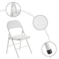6pcs Folding Chairs with Padded Seats, Fold up Event Chair, Portable Stackable Commercial Chairs with Iron Frame, 330lbs Weight Capacity, for Convention & Exhibition, White