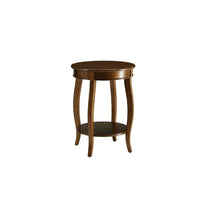 Wooden Round Top Side Table with 1 Bottom Shelf, Pedestal Table End Table Sofa Table Nightstand with Stylized Legs for Living Room, Bedroom and Office, 18"Dia x 24"H, Walnut