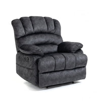 Large Manual Recliner Chair,Velvet Fabric Upholstery Recliner Chair with Metal Frame,Extra Wide Recliner Single Sofa Chair for Living Room,Gray
