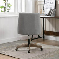 ARCTICSCORPION Swivel Home Office Chair with Wheels&Wood Base, Modern Tufted Upholstered Swivel Task Chair, Height Adjustable Work Chair, Leisure Shell Vanity Chair for Living Room, Bedroom, Gray