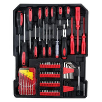 799PCS Aluminum Trolley Case Tool Set, Complete Tool Box Set with Rolling Wheels, Household Hand Tools Kit for Men, Silver