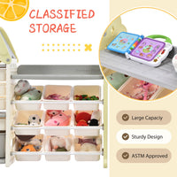 Kids Toy Storage Organizer with HDPE Shelf and 14 Bins,Multi-functional Nursery Organizer,Kids Toy Storage Cubby,Toy Storage Cabinet Unit for Playroom,Bedroom,Living Room,Light Green